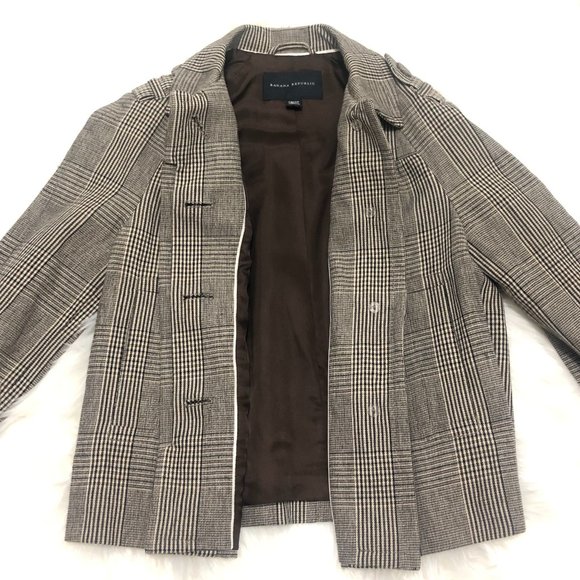 Banana Republic Plaid Pea Coat - Size XS - Picture 4 of 9